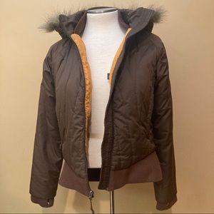 MARMOT short bomber style brown puffy jacket
